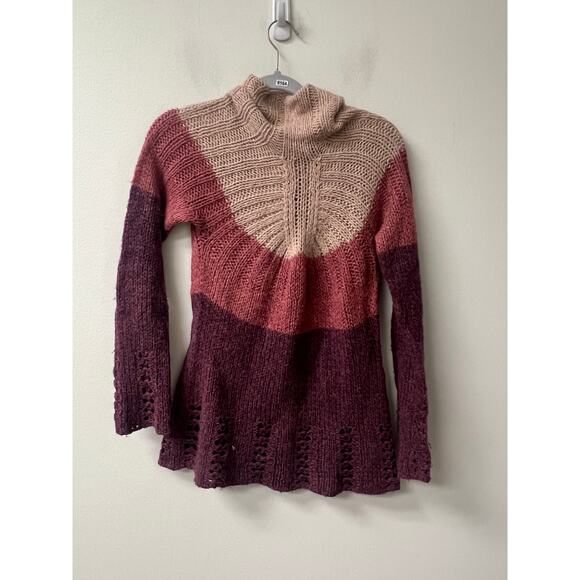 Sleeping On Snow Pink Multi Colorblock Sweater Sz M - Picture 1 of 4